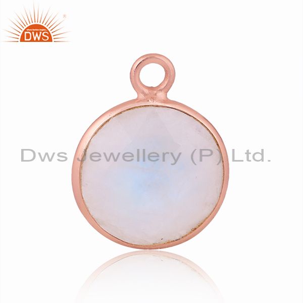 Rainbow Moon Stone Set Rose Gold On 925 Silver Round Pendant Rainbow Moon Stone Set Rose Gold On 925 Silver Round Pendant