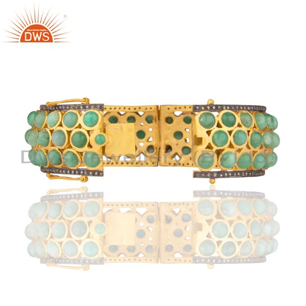 Wholesalers of Pave diamond bangle sterling 925 emerald 18k gold plated jewelry