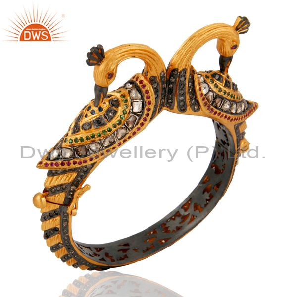 Wholesalers of Designer sapphire peacock bangle pave diamond ruby sterling silver