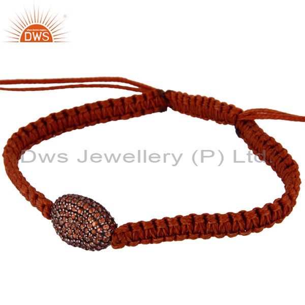 Suppliers Orange Sapphire 925 Sterling Silver Beads Gemstone Macrame Unisex Bracelet