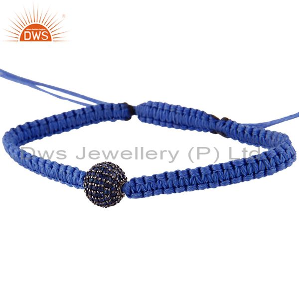 Suppliers 925 Silver Blue Sapphire Gemstone Bead Macrame Thread Shamballa Bracelets