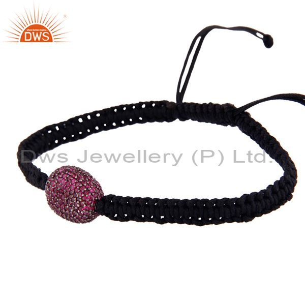 Suppliers Ruby Gemstone Beads Macrame Bracelet Sterling Silver Handmade Fashion Jewelry