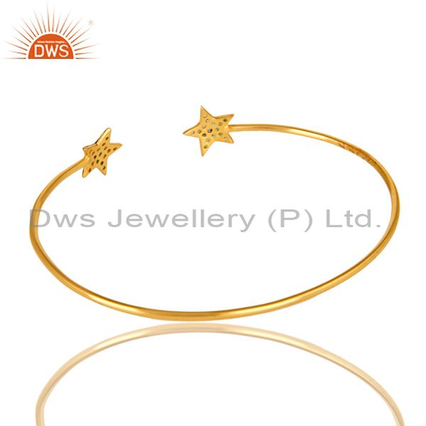 Suppliers 14K Yellow Gold Plated Sterling Silver Tsavorite Gemstone Star Sign Open Bangle