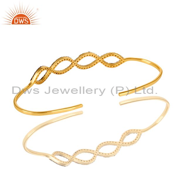Suppliers 18K Gold Over Sterling Silver Smoky Quartz Accent Infinity Bangle Bracelet