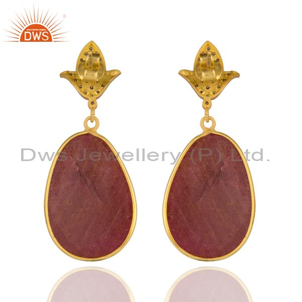 Suppliers Gemstone Ruby Slice Diamond 925 Sterling Silver Dangle Earrings Gifted Jewelry