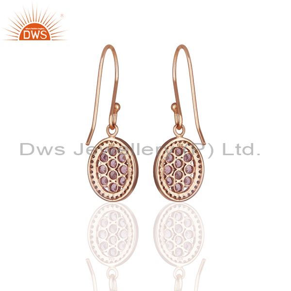 Exporter Pave Diamond and Pink Tourmailne Gemstone Drop Earrings Manufacturer