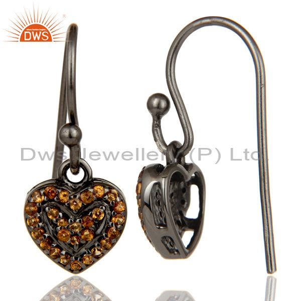 Suppliers Spessartite and Oxidized Sterling Silver Heart Design Earring