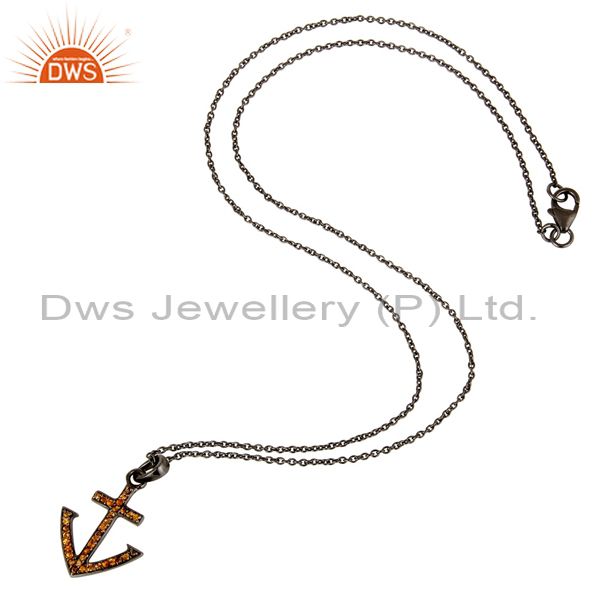 Suppliers Oxidized With Spessartite Christmas Design Sterling Silver Pendant Necklace