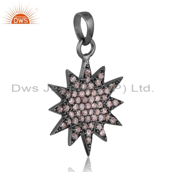 Suppliers Genuine Diamond Artisan Black Rhodium 925 Sterling Silver Pendant Jewelry