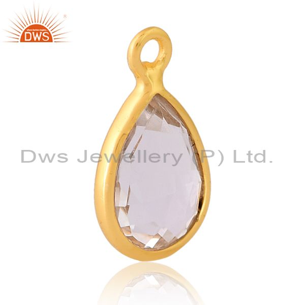 Sterling Silver Gold Findings With Crystal Quartz Briolette
