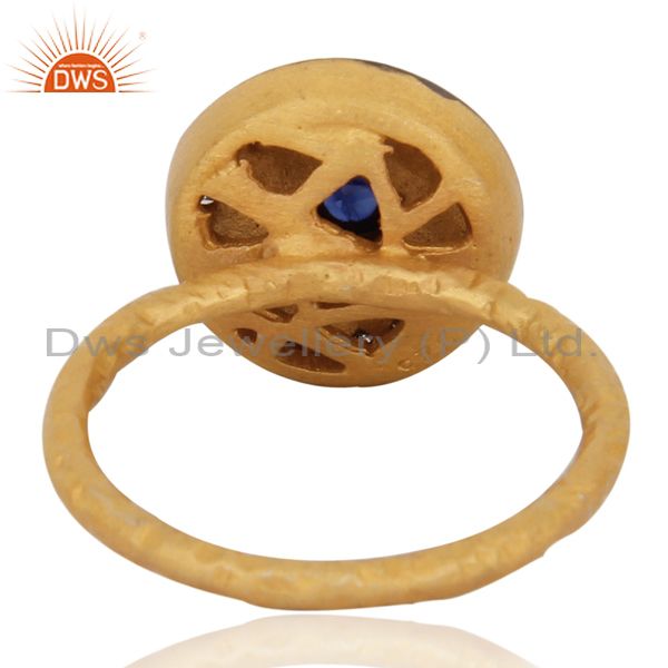 Suppliers Handcrafted Fine Gold Plated Silver Jewelry Real Diamond Sapphire Brithstone Rin