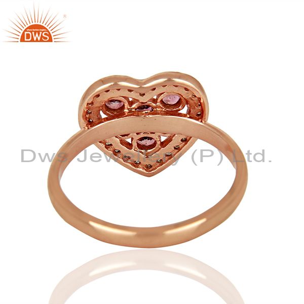 Exporter Heart Shape Pink Tourmaline Diamond Indian Rings Supplier Jewelry