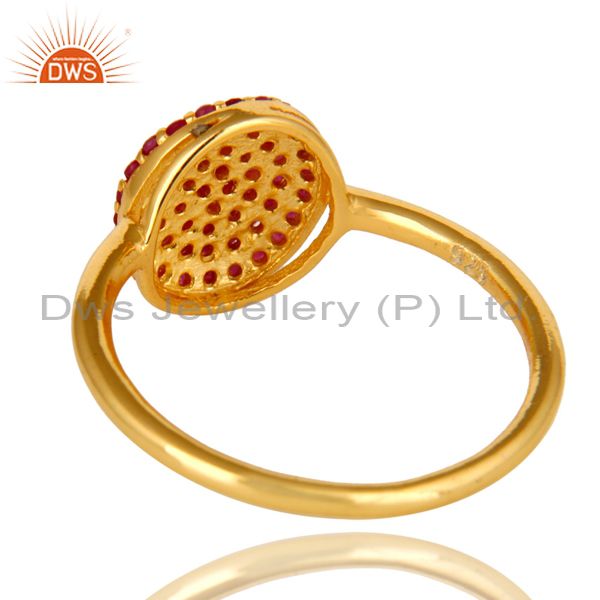 Suppliers 14K Yellow Gold Over Sterling Silver Pave Ruby Gemstone Stacking Cocktail Ring