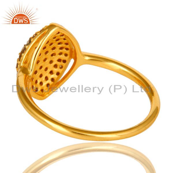 Suppliers Shiny 18K Yellow Gold Plated Sterling Silver Pave Set Diamond Statement Ring