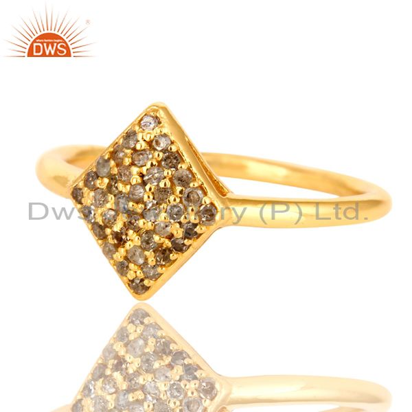 Exporter 18k Yellow Gold Over Sterling Silver Pave-Set Diamond Stacking Engagement Ring