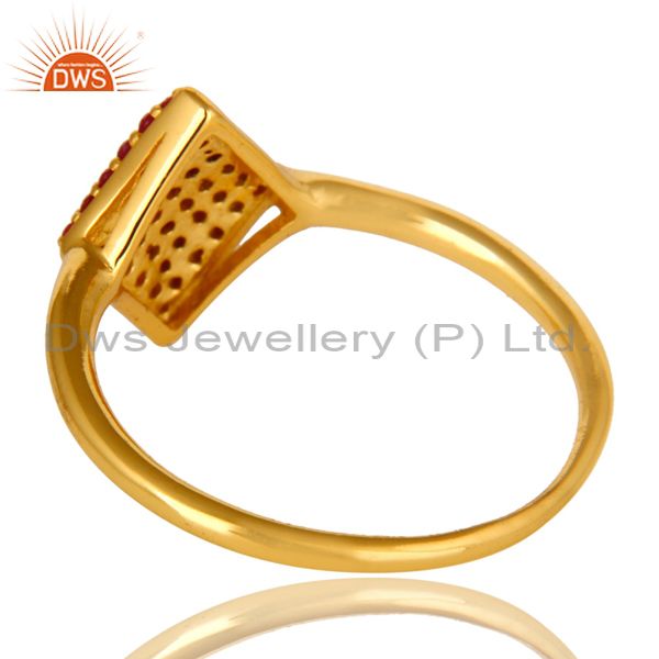 Suppliers 14K Yellow Gold Plated Sterling Silver Pave Ruby Gemstone Stacking Cocktail Ring