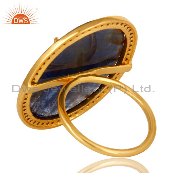 Suppliers Pave Diamond And Blue Sapphire Cocktail Ring In 18K Yellow Gold Sterling Silver
