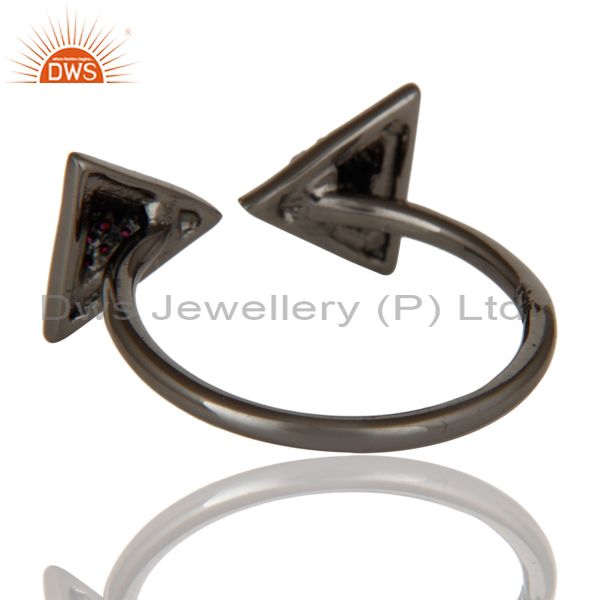 Suppliers Black Oxidized Natural Ruby Sterling Silver Pyramid Shape Ring Statement Ring
