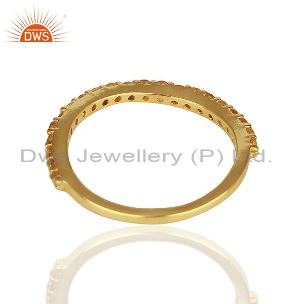 Suppliers Citrine Gemstone Gold Plated Solid Silver Stackable Band Rings