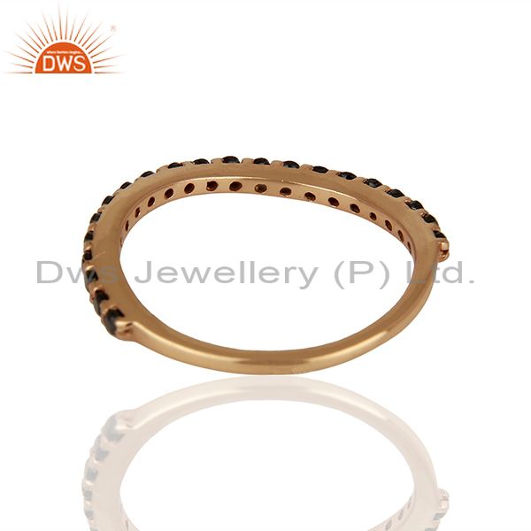Suppliers Rose Gold Plated Sterling Silver Black Zircon Gemstone Ring Wholesale