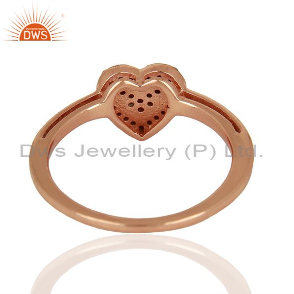 Suppliers Heart Shape Rose Gold Plated Pave Diamond Ring Supplier Jewelry