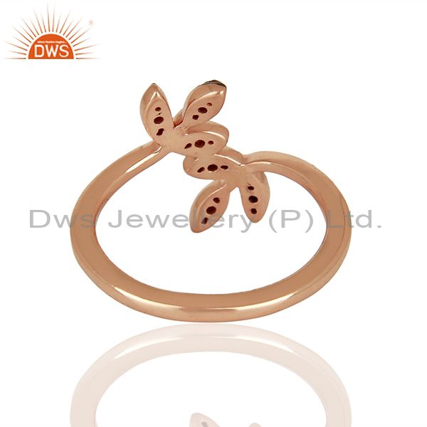 Suppliers Leaf Shape Pave Diamond 925 Silver Wedding Gift Rings Jewelry Supplier