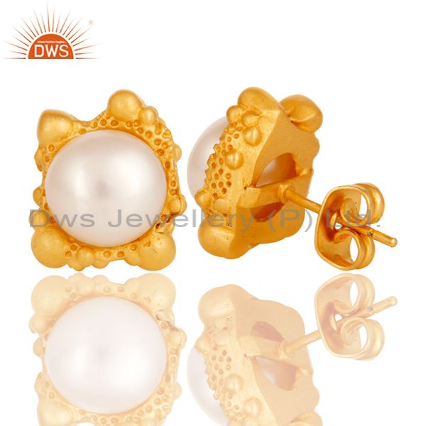 Suppliers Lava Post 8 MM Pearl Studded Designer Fashion Earring