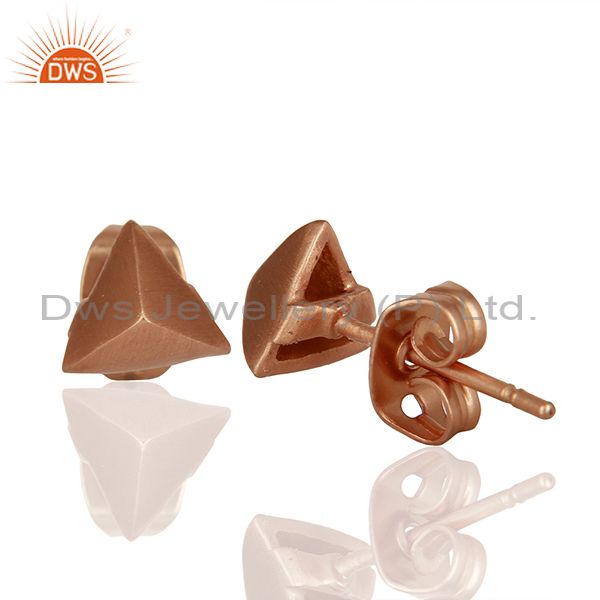 Suppliers Pyramid Design Rose Gold Plated Brass Fashion Stud Earring Supplier