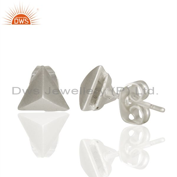 Suppliers Pyramid Design Silver Plated Brass Fashion Stud Earring manufacturer