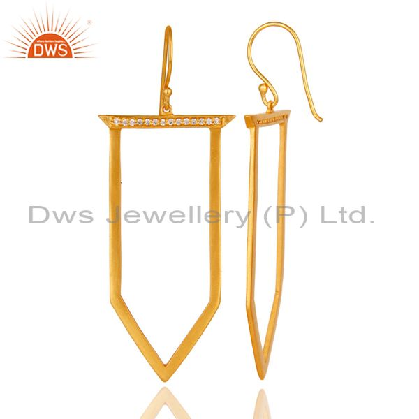Suppliers Traditional Handmade Ice Cream Design Brass Earrins with 18k Gold Plated & CZ