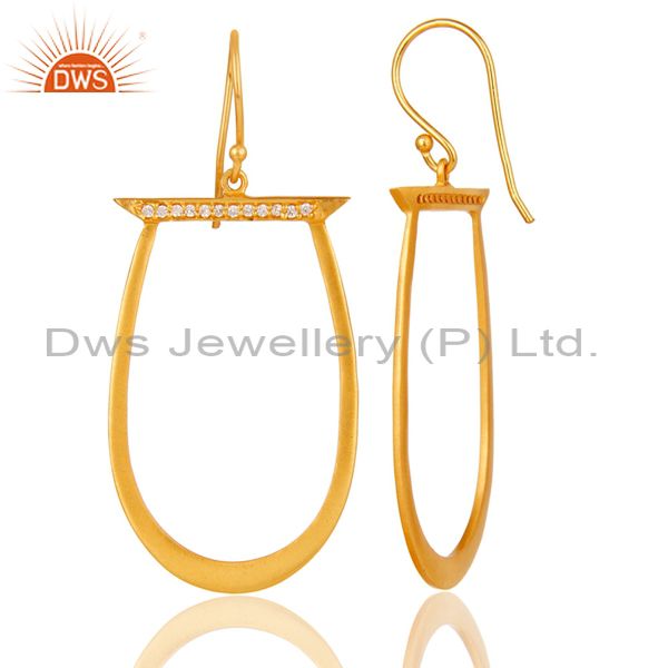 Suppliers White Zircon Gold Plated Brass Fashion Drop Earrings Manufacturers