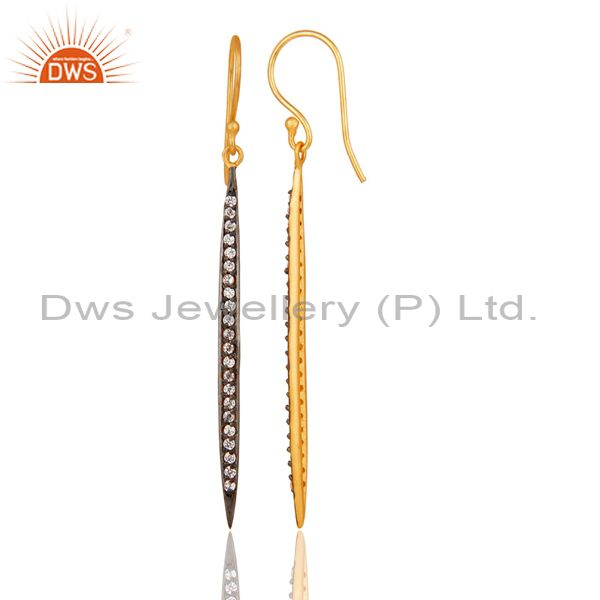 Suppliers 18k Gold Plated Traditional Brass Dangle Earrings with White Zircon