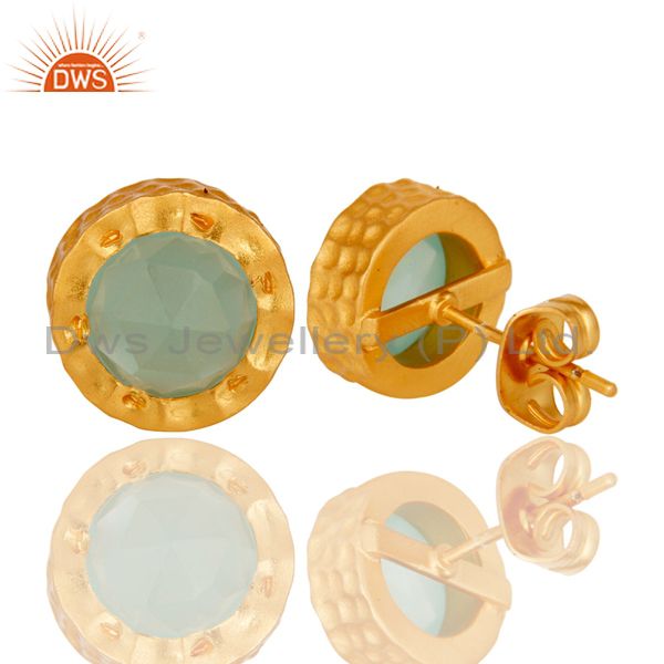 Suppliers 18k Gold Plated With Aqua Brass Stud Earrings Jewellery
