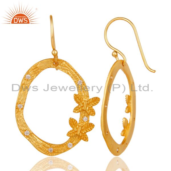 Suppliers Butterfly Design Gold Plated Brass Fashion CZ Earrings Manufacturers