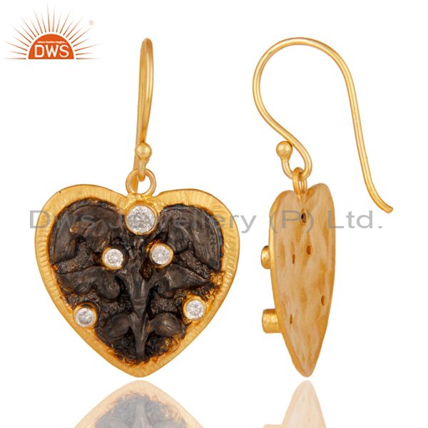 Suppliers Traditional Handmade White Zircon Fashion Design Earrings With 22k Gold Plated