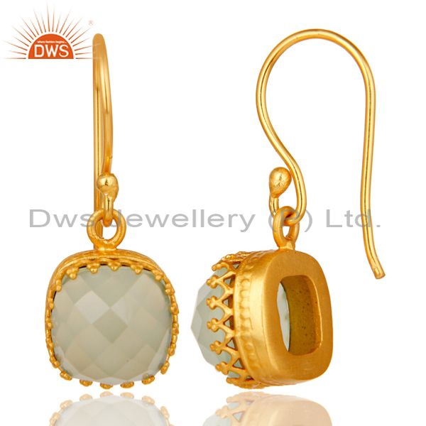 Suppliers Traditional Handmade Design 18k Yellow Gold Plated Chalcedony Brass Drop Earring