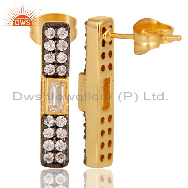 Suppliers White Zircon Gold Plated Brass Fashion Stud Earrings Manufacturers