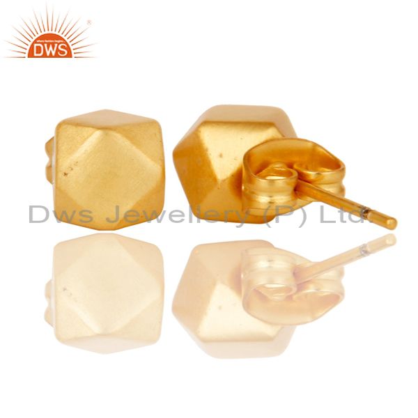 Suppliers 18k Gold Plated Traditional Handmade Beautiful Charm Brass Studs Earrings