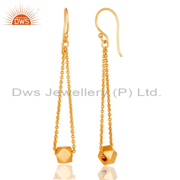 Suppliers 18k Yellow Gold Plated Handmade Classic Fashion Chain Link Brass Dangle Earrings