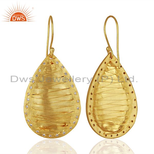 Suppliers Pear Shape Handcrafted Brass Gold Plated Fashion Earrings Wholesale