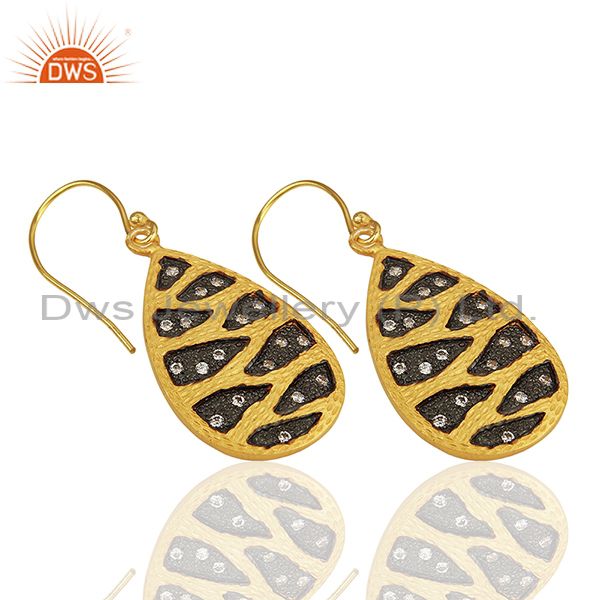 Exporter Handmade Gold Plated Brass Fashion White Zircon Earrings Suppliers