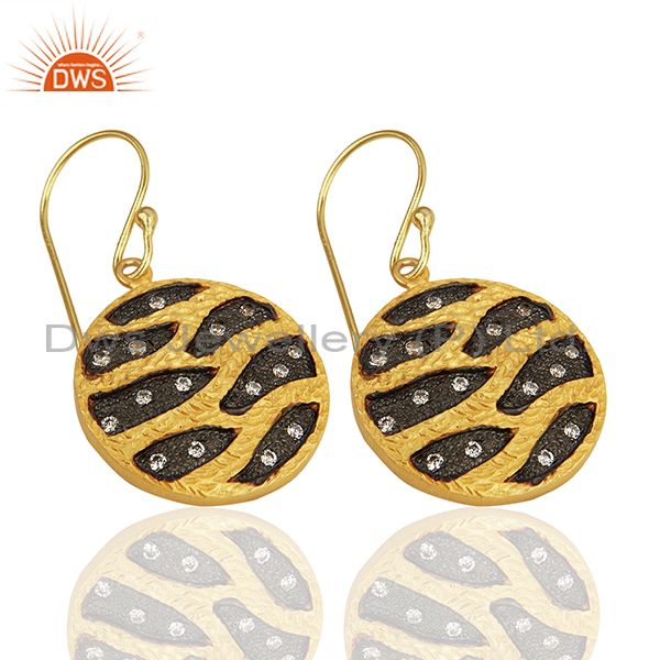 Suppliers Round Brass Fashion Gold Plated Cz Gemstone Earrings Manufacturers