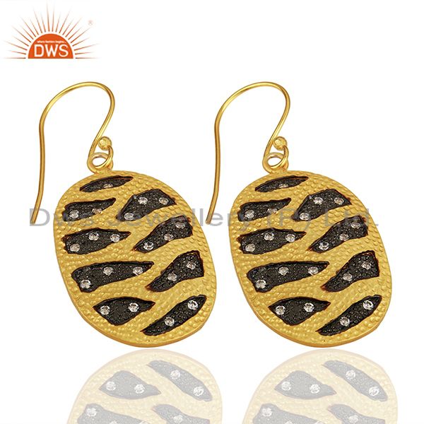 Suppliers White Zircon Gold Plated Brass Fashion Girls Earrings Manufacturers