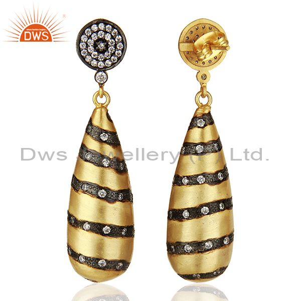 Suppliers Designer Brass Gold Plated Fashion Cz Gemstone Earrings Wholesale