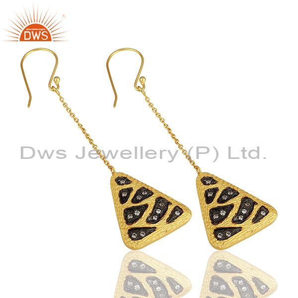 Suppliers Multi Color Plated Brass Fashion Cz Gemstone Chain Earrings Jewelry