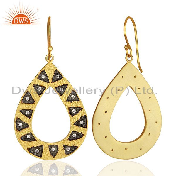 Suppliers Wholesale Gold Plated Brass Fashion Cz Gemstone Earring Jewelry