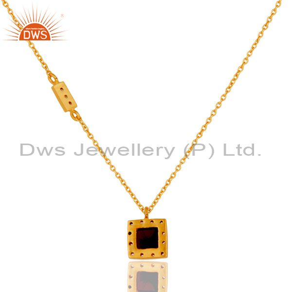 Suppliers Smokey Topaz & White Topaz Gemstone Handmade Brass Chain Pendant Necklace