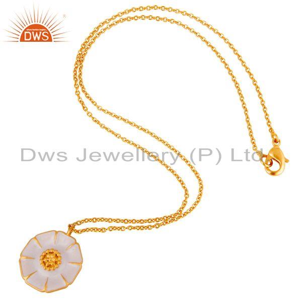 Suppliers 18K Gold Plated Handmade Flower Design Brass Chain Pendant Necklace