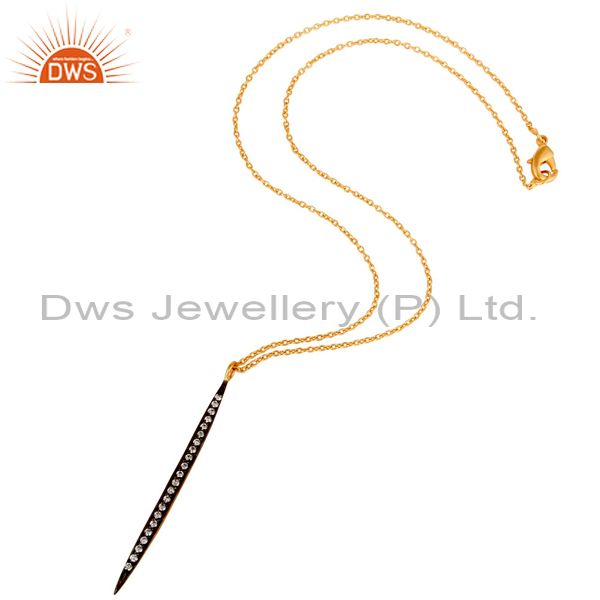 Suppliers 18k Gold Plated White Zirconia Hot Simple Thin Brass Chain Pendant Necklace