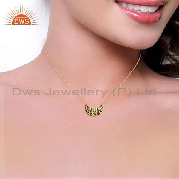 Suppliers Designer Gold Plated Brass Fashion CZ Gemstone Chain Necklace jewelry